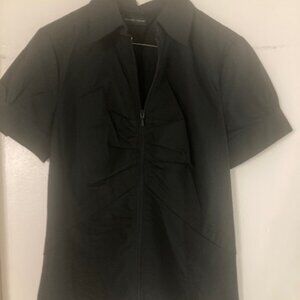 Womens NWOT New York & Company Black SS zip up 2